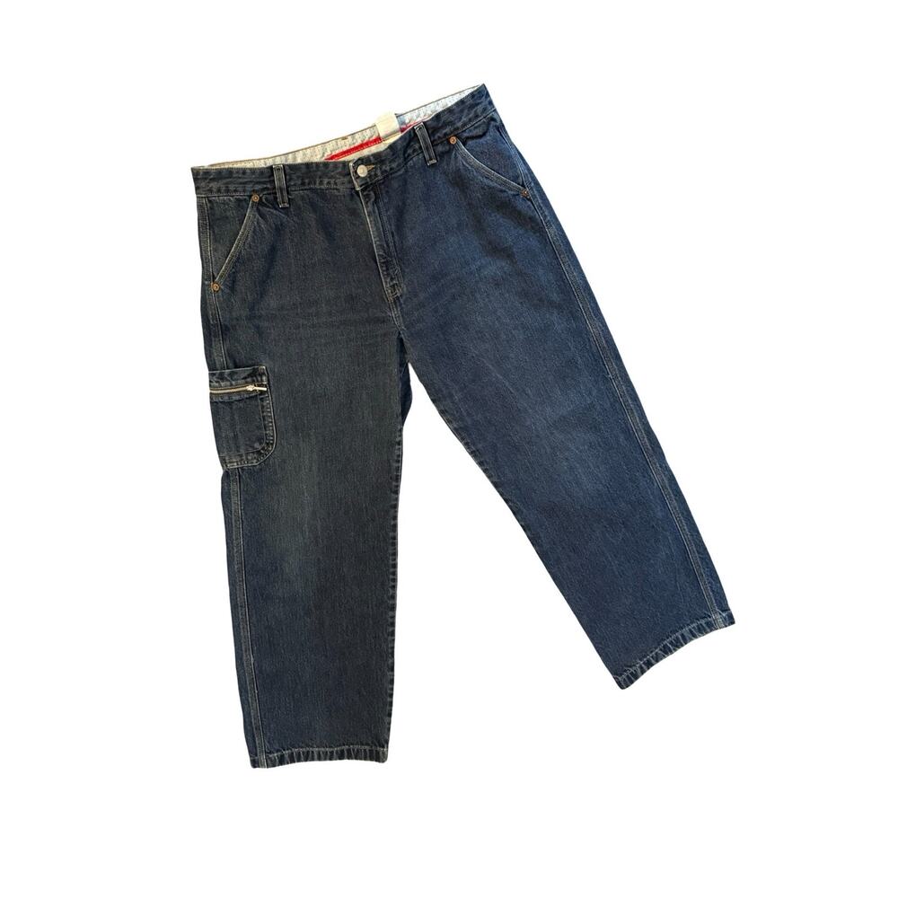 Levis Jeans Womens Size 16M Utility Cargo Jeans Dark Wash Carpenter Vintage Y2K